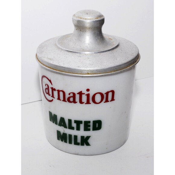 Carnation Malted Milk Canister With Lid Ice Cream Parlor Soda Fountain Uncommon - Picture 10 of 10